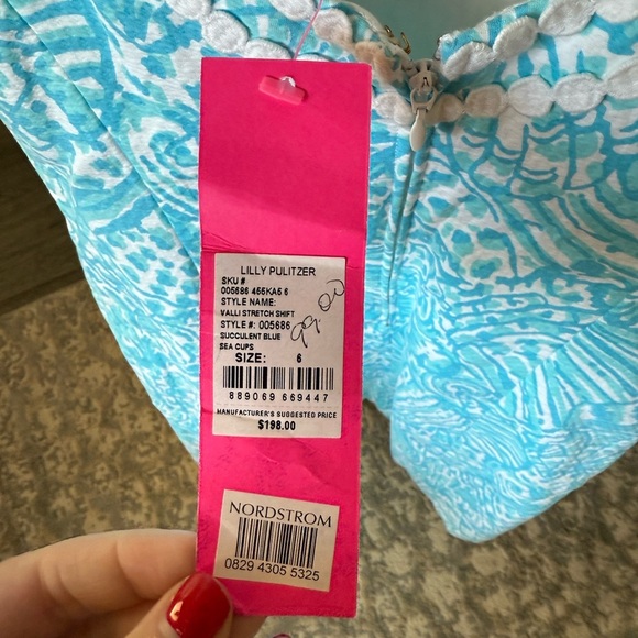 NWT Lilly Pulitzer Valli Stretch Sleeveless Shift Cotton Dress, Aqua Blue, 6 - Picture 6 of 7